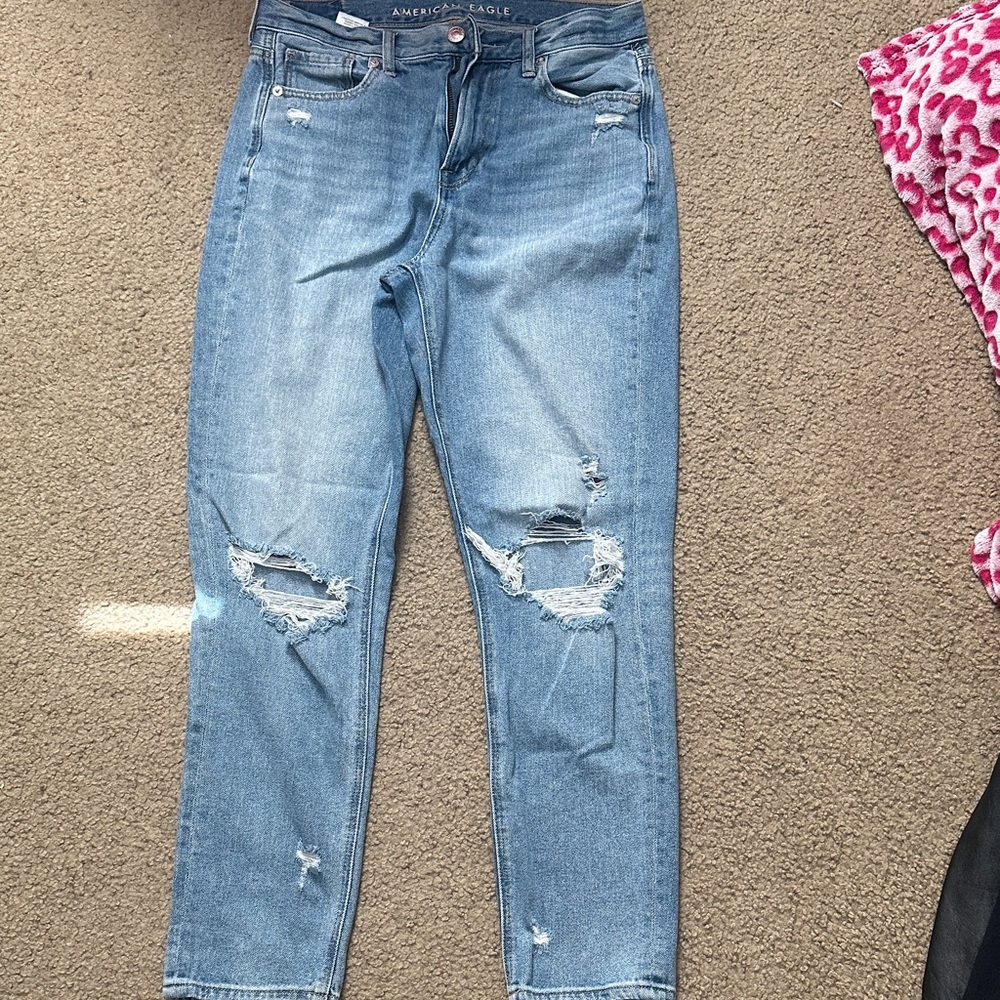 American Eagle Outfitters Women's Distressed Light Blue Skinny Jeans